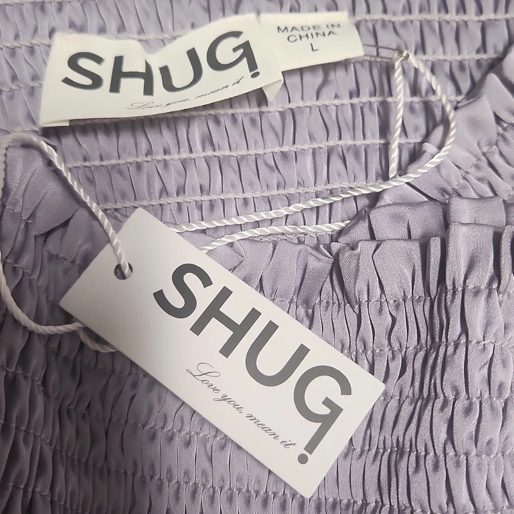 NWT Shug! Lavender Strapless Ruffle Dress, Large - Picture 6 of 9